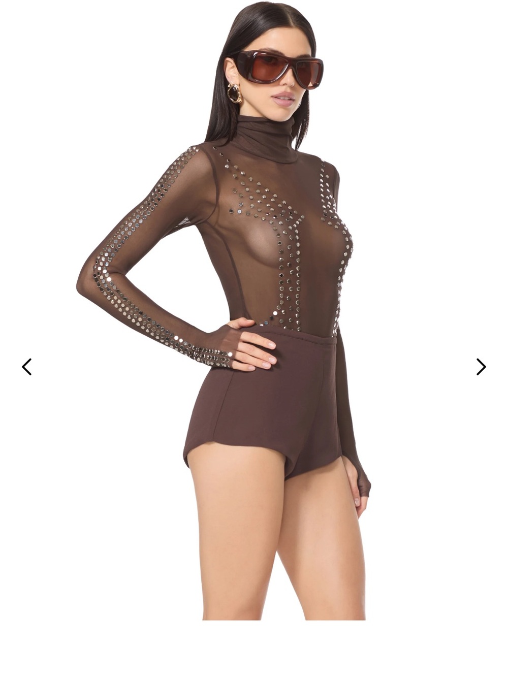 AFRM Zadie Sheer Studded Mesh Top